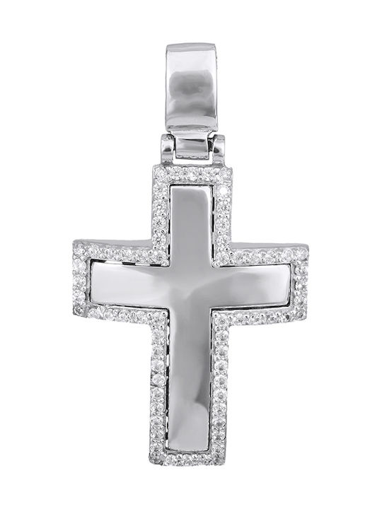 Christening Crosses - Engagement Crosses 14K White Gold Cross with cubic zirconia stones 029696 029696 Women's Gold 14 Carat