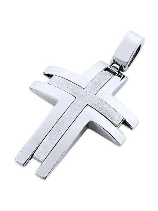 14K White gold male cross, T02619