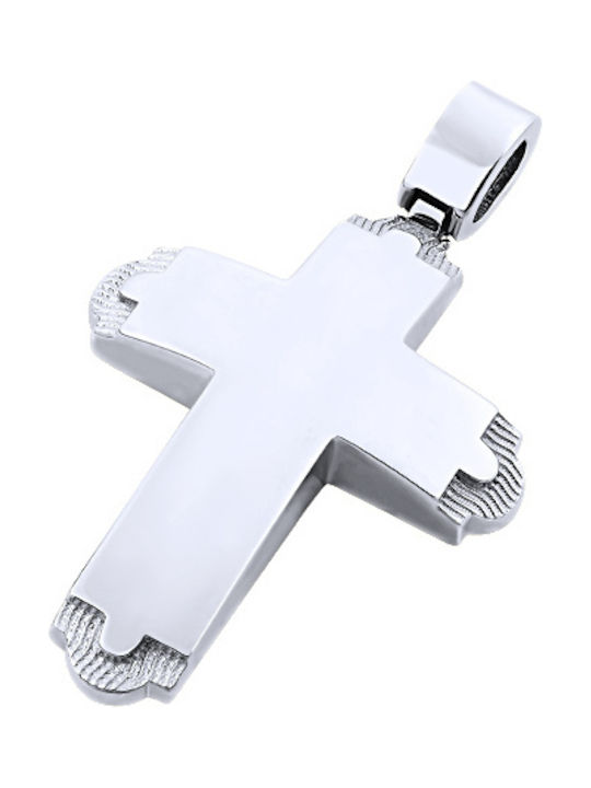 14K White gold male cross, T03019