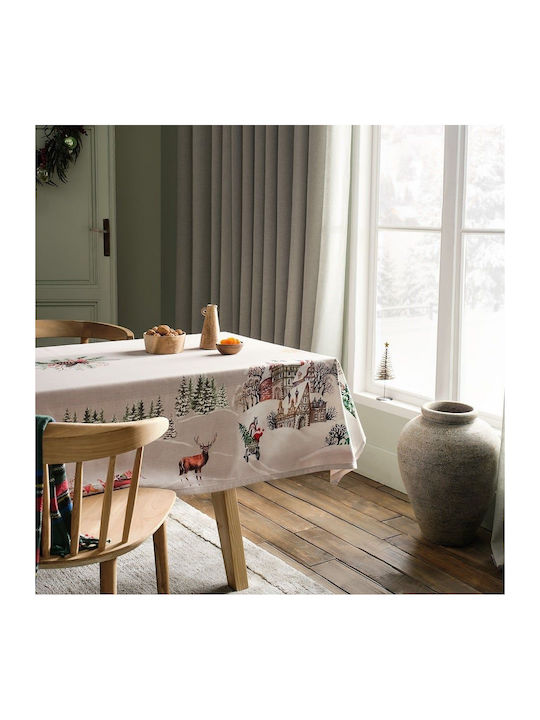 Gofis Home Christmas Tablecloth Fabric Beige L145xW145cm 1pcs