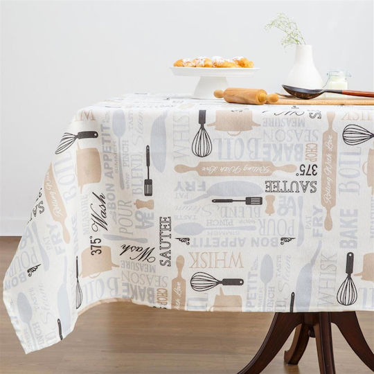 Borea Τραπεζομάντηλο Bon Apetit Λευκό 140x220εκ.