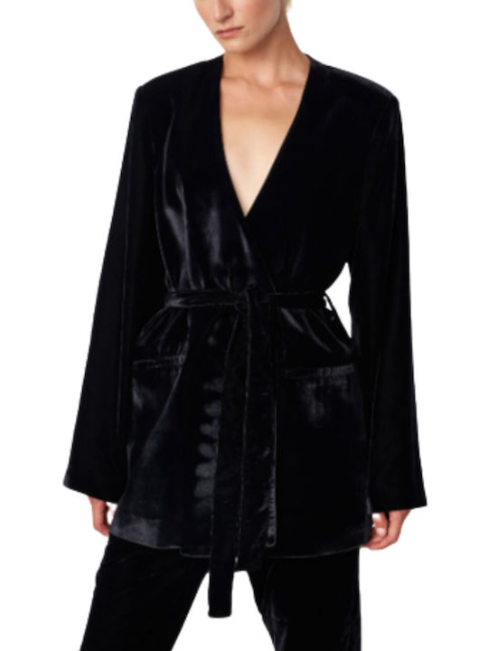 Black & Black Women's Velvet Blazer Black