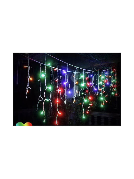 256 Becuri de Crăciun LED Multicolour de tip Curtain Φωτάκια