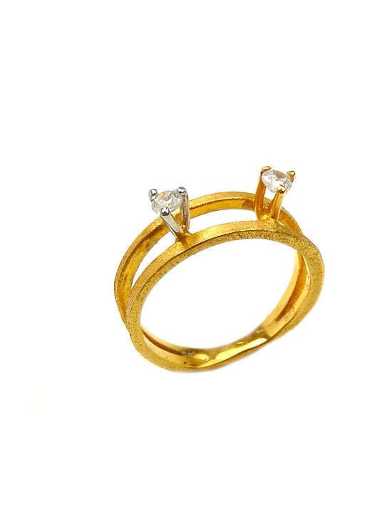 Polytimo Damen Ring mit Zirkonia aus Gold 14K