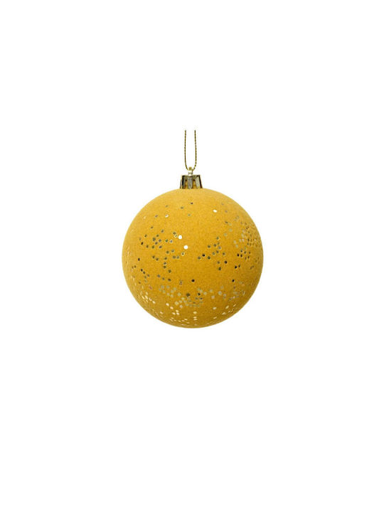 Hängendes Kugel Ornament Ornament Stoff Gelb 8cm