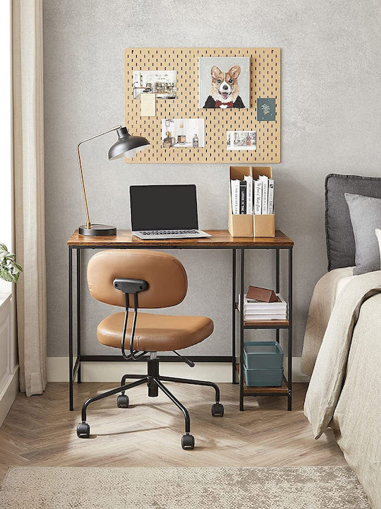 Desk Wooden Brown with Metal Legs 100x50x75cm