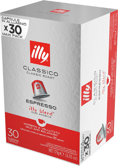 Illy Kapseln Espresso Classico (Normale) Kompatibel mit Maschine Nespresso 30Mützen