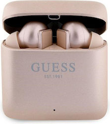 Guess Printed Logo In-ear Bluetooth Handsfree Ακουστικά με Θήκη Φόρτισης Ροζ