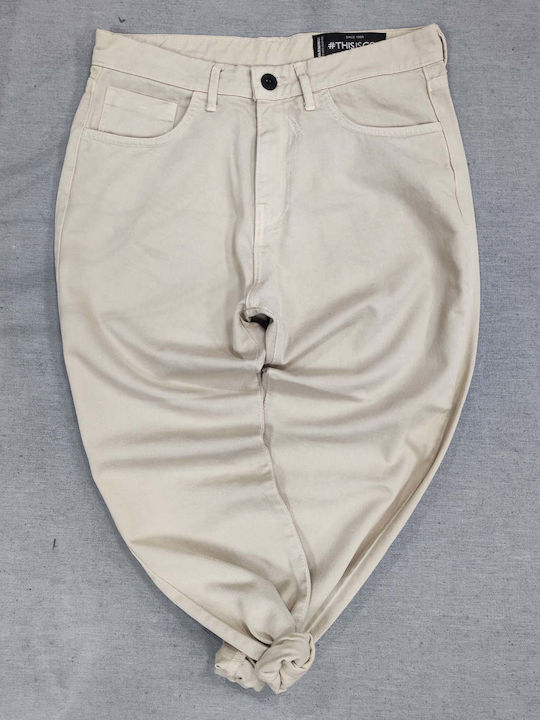 Herren Jeanshosen Gekürzte Slim Anwendung Beigen