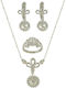 Kiriakos Gofas Set with Necklace , Earrings & Ring from White Gold 14K with Stones