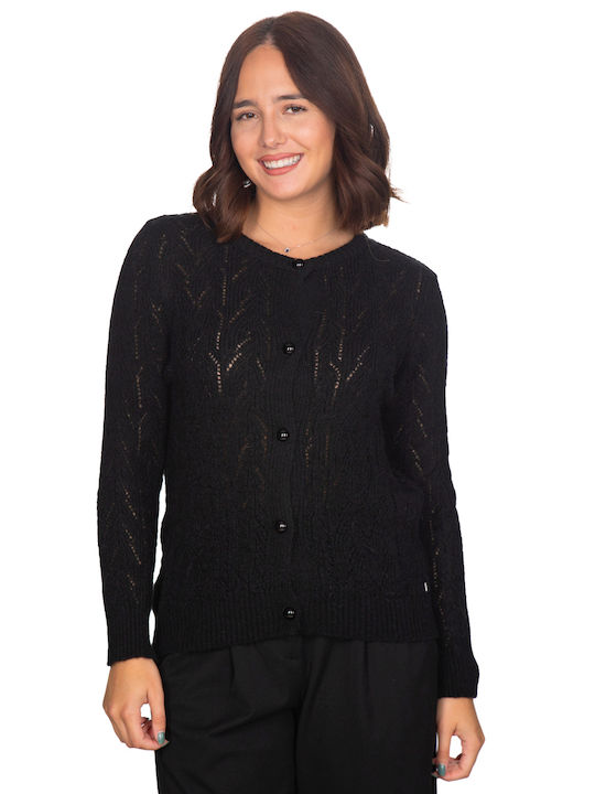 Vera Women's Knitted Cardigan with Buttons Black