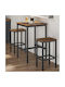 Square Table Bar Wooden with Metal Frame Metallic 60x60x92cm