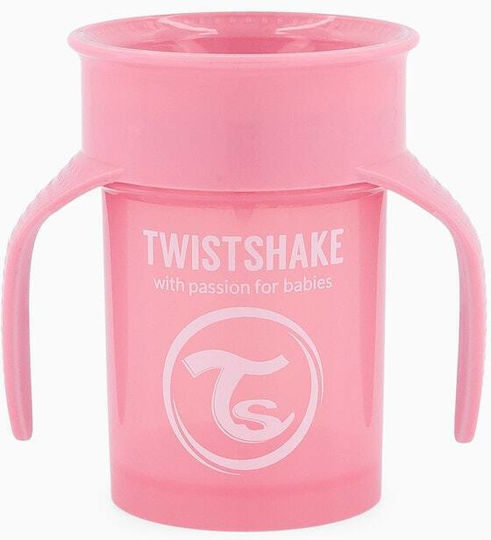Twistshake Cup Educational Sippy Cup Plastic with Handles Pink for 6m+m+