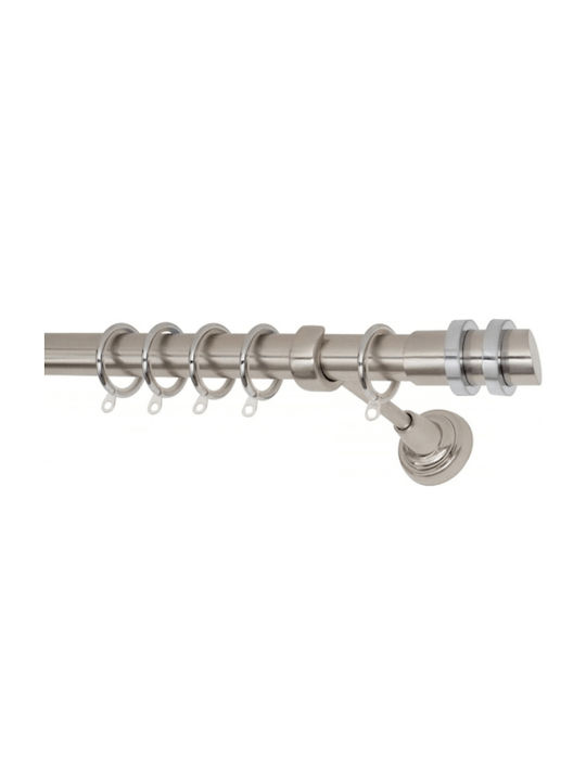 Import Hellas Μεταλλικό Κουρτινόξυλο No4 Μονό Φ25mm 160εκ. Νίκελ Ματ