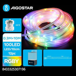 Φωτοσωλήνας Μπαταρίας με 100 Λαμπάκια RGB 10m