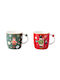 Marva Set Christmas Mugs Porcelain Multicolored 2pcs