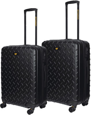 CAT 83688 Travel Suitcases Hard Black with 4 Wheels Set 2pcs 50/60cm
