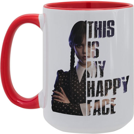 Koupakoupa Wednesday, This Is My Happy Face Mug Ceramic Red 450ml