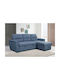 Corner Couch Bed with Reversible Angle & Storage Space Blue 235x150x95 cm