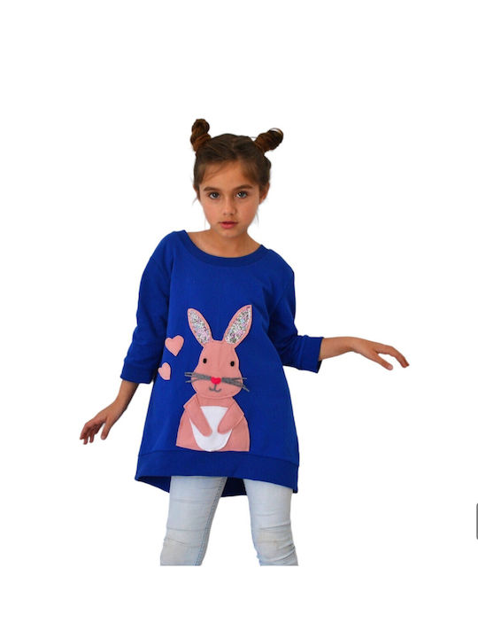 Happy Button Kids Sweatshirt Blue