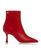 Γυναικεία Μποτάκια Αστραγάλου με Μεσαίο Τακούνι Κόκκινα