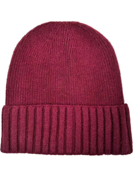 Knitted Beanie Cap Burgundy