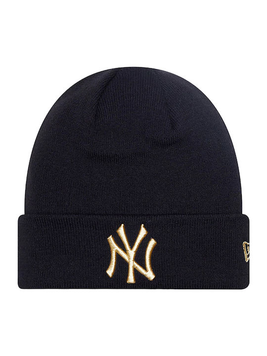 York Yankees Metallic Beanie Unisex Σκούφος Πλεκτός σε Μαύρο χρώμα
