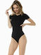 Minerva Short Sleeve Bodysuit Black