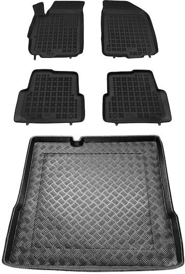 Rezaw Plast Vordere und hintere Auto Fußmatten Set 5Stück aus Gummi für Chevrolet Aveo Schwarz