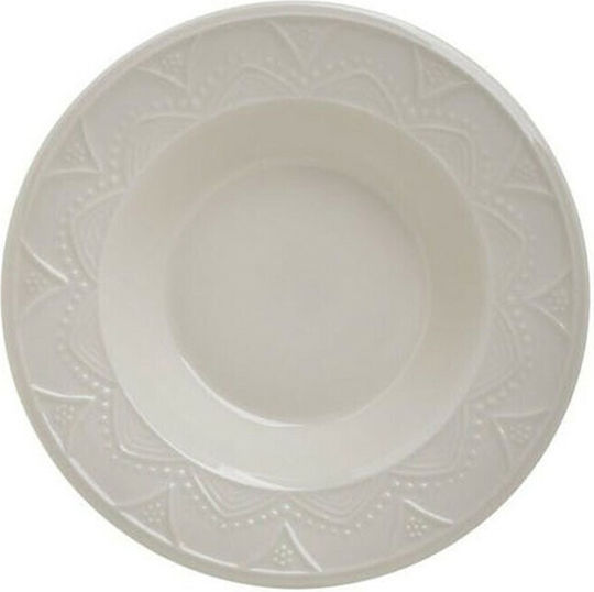 Click Servierteller Untiefe Porzellan Beige mit Durchmesser 23cm 6Stück