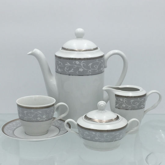 Emfasi Teeset mit Tasse aus Porzellan Gray 1000ml 27Stück