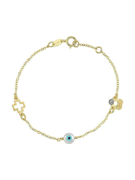 Verorama Kids Gold Bracelet 14K with Evil Eye for Girl