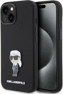 Karl Lagerfeld Metallic / Silicone Back Cover Black (iPhone 15)
