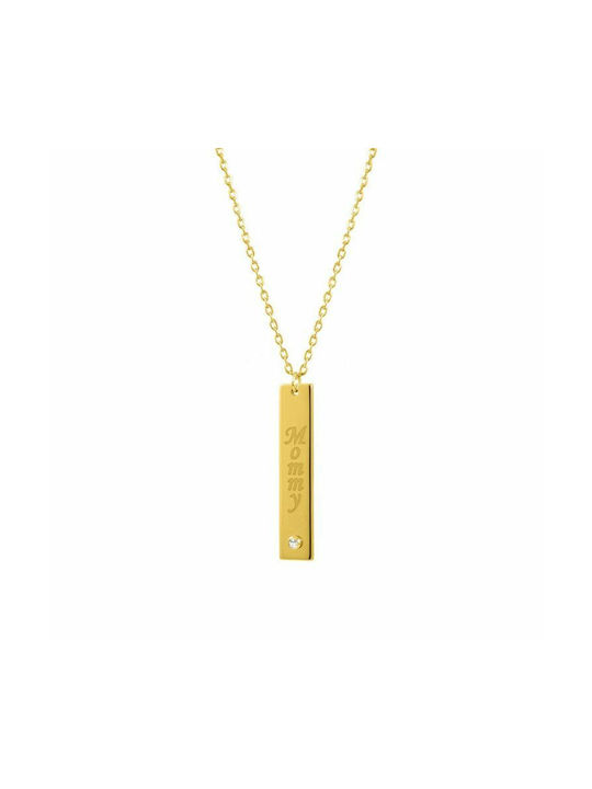 Amor Amor Necklace ID Card from Gold Plated Silver with Zircon