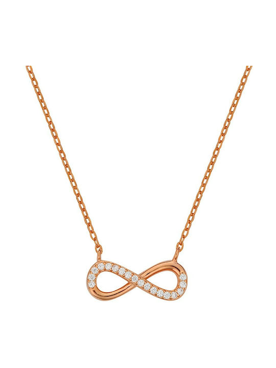 Verorama Necklace Infinity from Rose Gold Plated Silver with Zircon