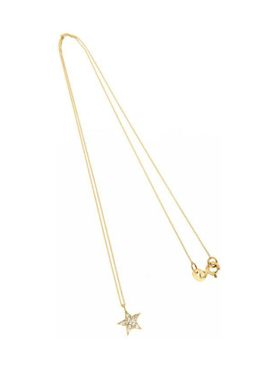 Rubini Necklace with design Star from Gold 14K