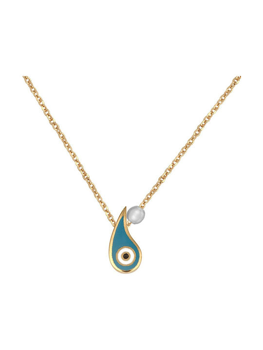 Verorama Necklace with design Tear Gold Plated with Pearls