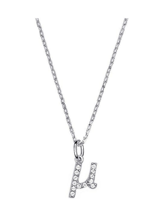 Verorama Necklace Monogram from White Gold 18k with Zircon