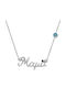 VTJ Mom Necklace in Silver Blue