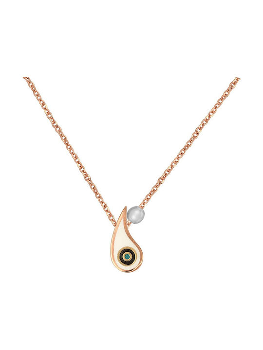 Verorama Necklace with design Tear from Gold Plated Silver with Pearls