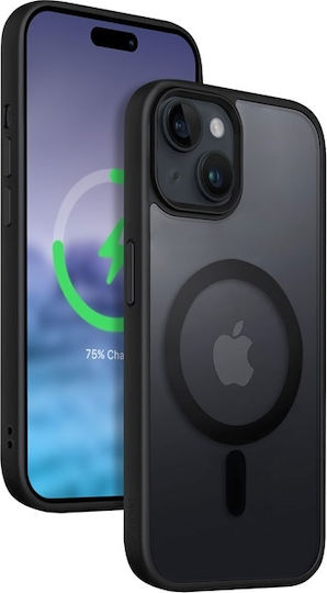 Crong Hybrid Umschlag Rückseite Kunststoff Schwarz (iPhone 15 Plus / 16 Plus)