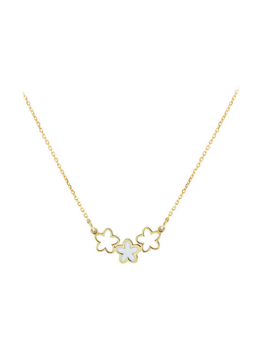 Ortaxidis Halskette mit Design Blume aus Gold 9 K