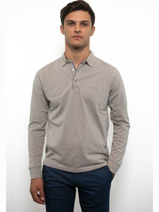 Side Effect Polo Long Sleeve Blouse Gray