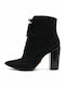 Leather Women's Ankle Boots with High Heel Black