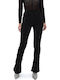 Pants Women's High-waisted Fabric Trousers Slim Fit Black