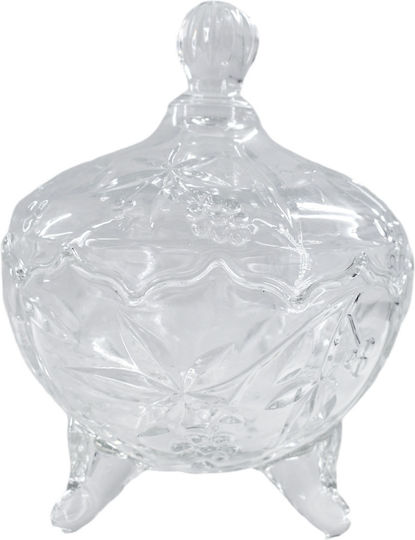Tpster Φοντανιέρα Sticlă cu Capac 15x20cm Albă