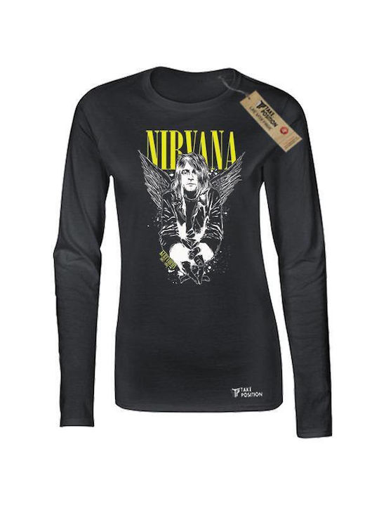 Takeposition Γυναικείο T-shirt με Στάμπα Nirvana Μαύρο