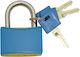 Plastic Padlock Brass with Key 25mm Blue 1pcs