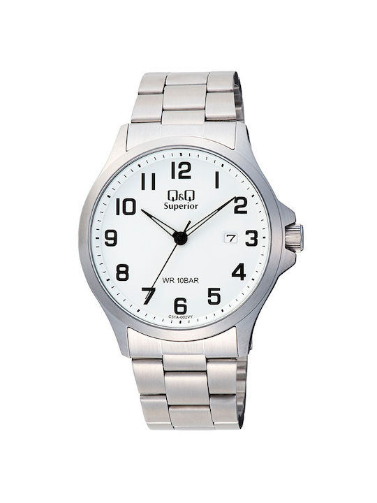 Q&Q Superior Watch Battery with Silver Metal Bracelet