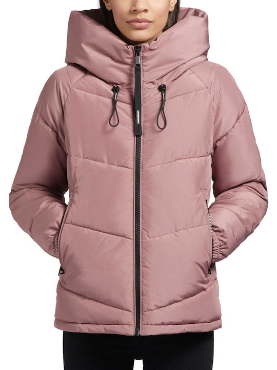 Women's Long Puffer Jacket for Winter Pink